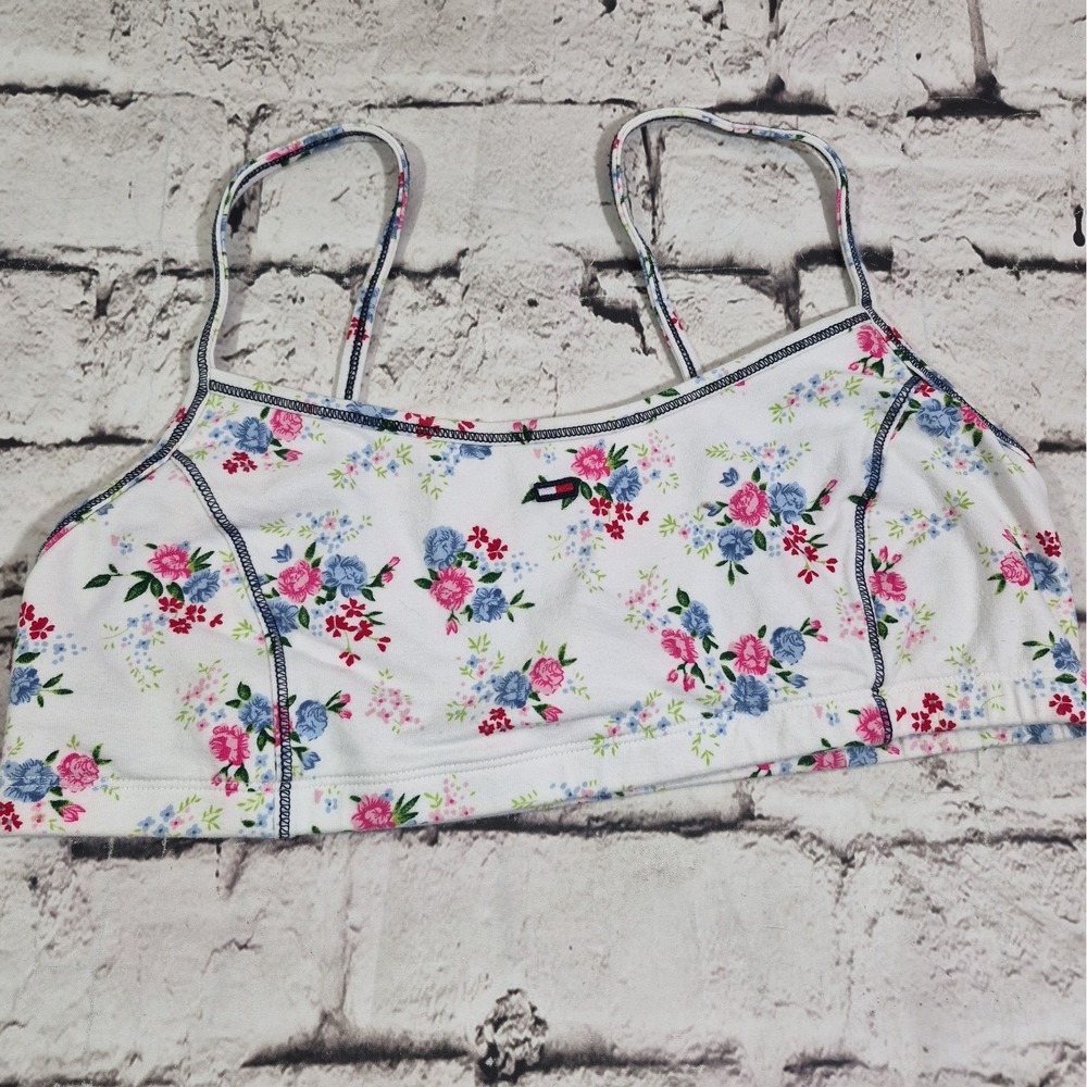 Vtg Y2K Tommy Hilfiger Floral Halter Top Womens XL Spaghetti Strap Bikini Top